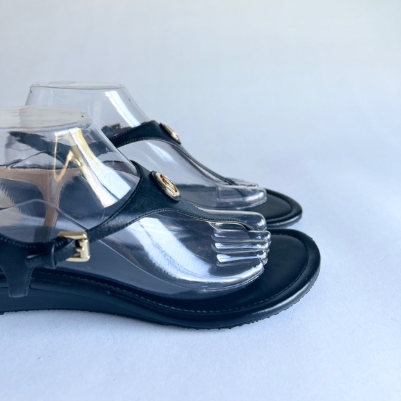Michael Kors Black Genuine Leather Wedge Sandals size 9.5 - Picture 8 of 16